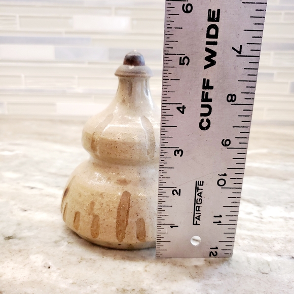 Hand Crafted signed  Bowl and Oil Pot - Picture 7 of 11